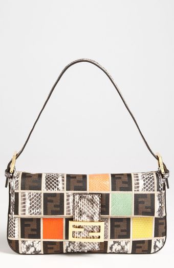 Fendi Ayers Snakeskin Patchwork Baguette - Lyst