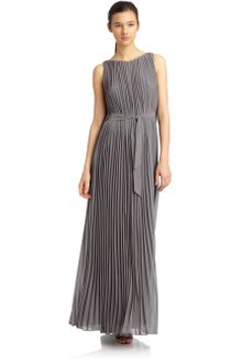 Halston Heritage Pleated Long Dress - Lyst