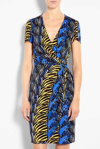 Issa Zebra Print Short Sleeve Viscose Jersey Wrap Dress - Lyst
