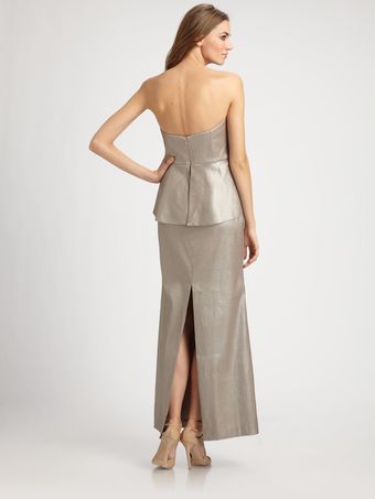 Kay Unger Embroidered Strapless Peplum Dress - Lyst