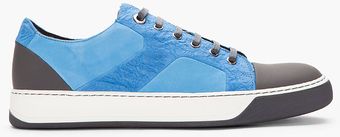 Lanvin Blue Leather Lowtop Puzzle Sneakers - Lyst