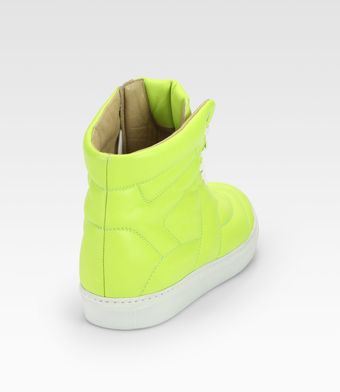 Maison Martin Margiela Neon Leather High Top Sneakers - Lyst