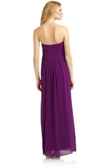 Nicole Miller Ruched Silk Chiffon Strapless Gown - Lyst