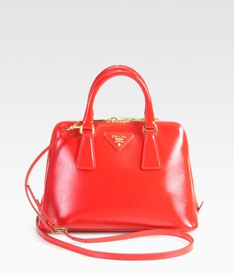 Prada Saffiano Vernice Small Round Top Handle Bag - Lyst