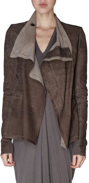 Rick Owens High Collar Leather Jacket - Lyst