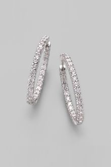 Roberto Coin Diamond 18k White Gold Hoop Earrings1frac14 - Lyst