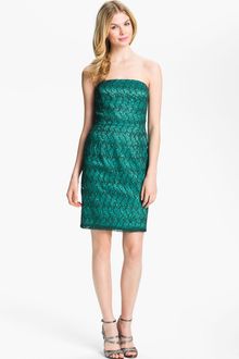 Adrianna Papell Strapless Sequin Lace Sheath Dress - Lyst