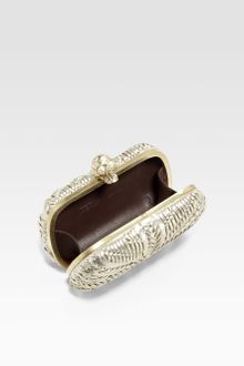 Alexander McQueen Metallic Leather Skull Clutch - Lyst