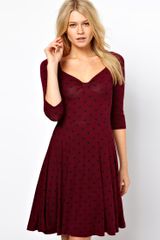 Asos Skater Dress in Spot with Sweethart Neck