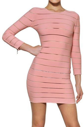 Balmain Striped Viscose Dress - Lyst