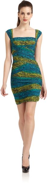 BCBGMAXAZRIA Ivita Ruched Snakeskin Print Cocktail Dress - Lyst
