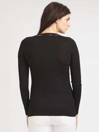 Burberry Checked Trim Cardigan - Lyst