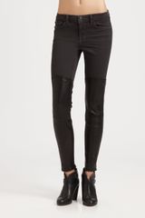 J Brand Leather Panel Skinny Jeans