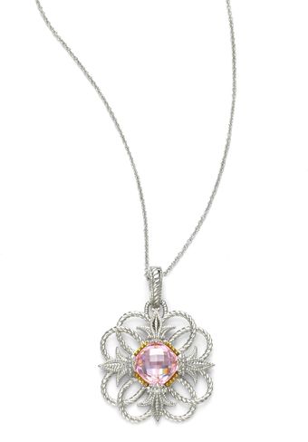 Judith Ripka Pink Crystal Fleurdelis Pendant - Lyst