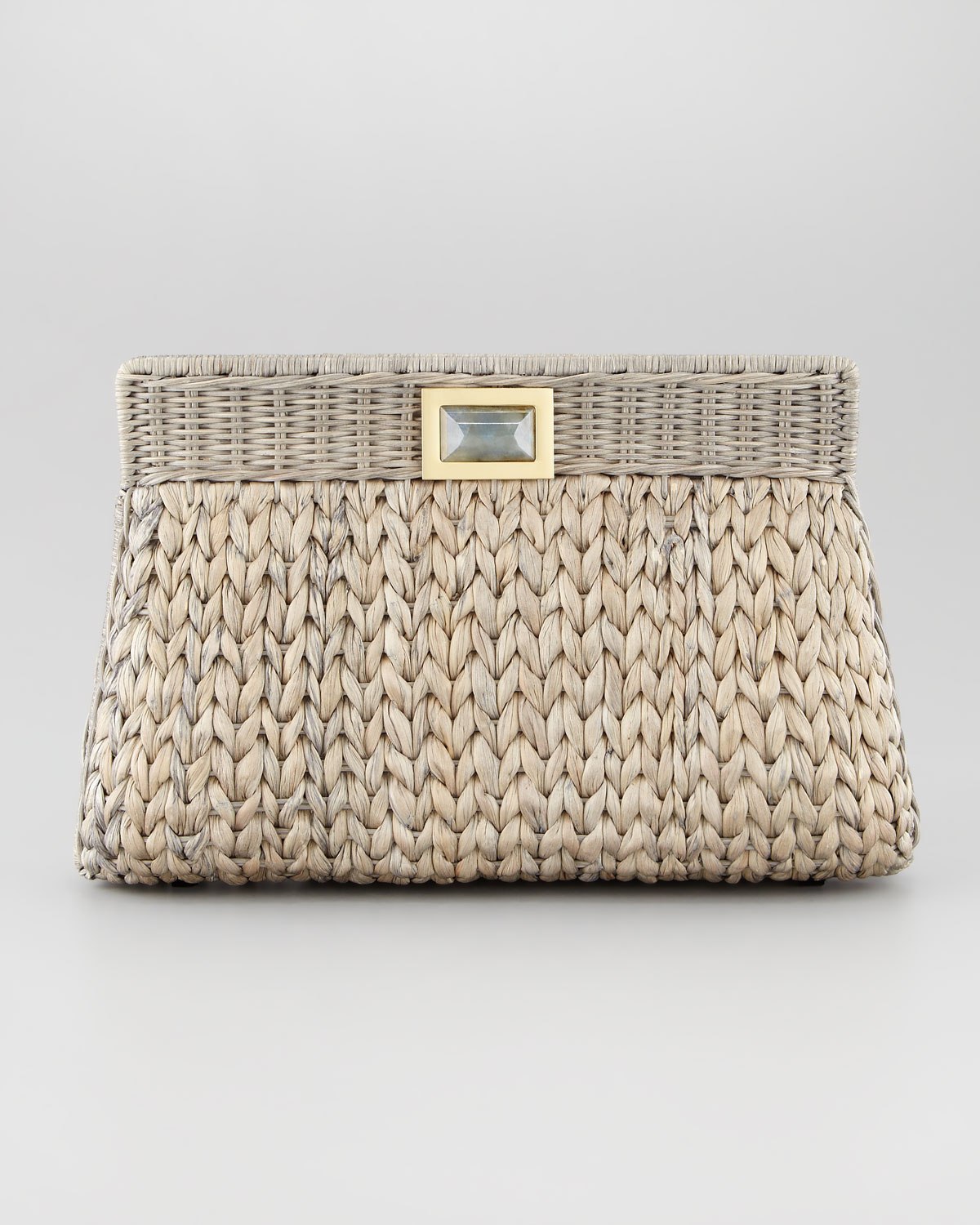 cream woven clutch bag