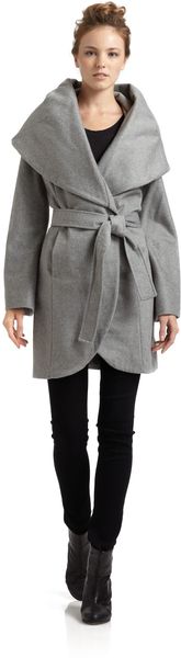 Tahari Marla Wool Blend Wrap Coat - Lyst
