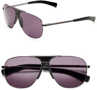 Yves Saint Laurent Metal Plastic Aviator Sunglassesdark Ruthenium - Lyst