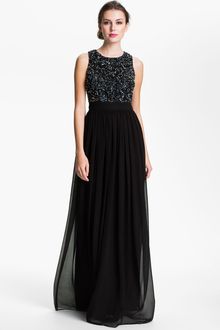 Adrianna Papell Open Back Sequin Chiffon Gown - Lyst