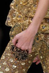 Alexander McQueen Gold Embroidery Silk Knucklebox Clutch