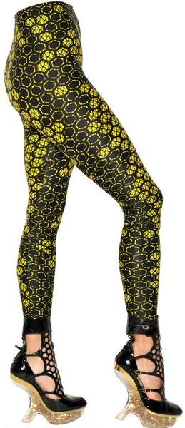Alexander McQueen Honeycomb Lace Printed Lycra Leggings - Lyst