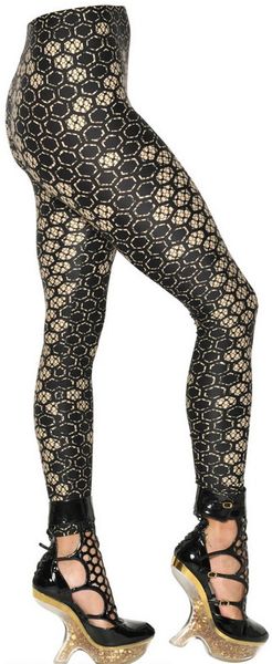 Alexander McQueen Honeycomb Lace Printed Lycra Leggings - Lyst