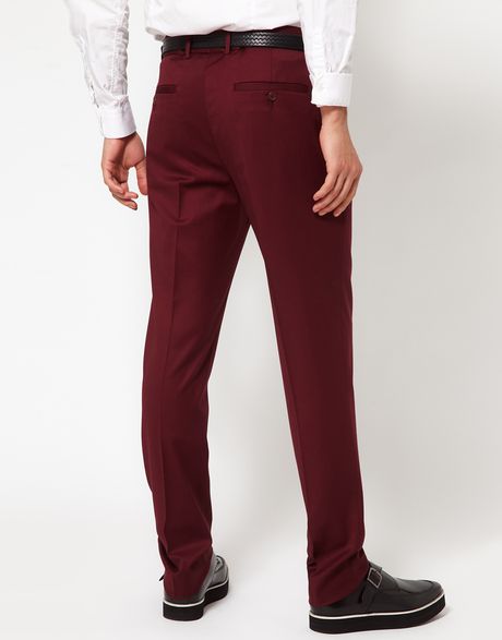 Asos Brand Asos Skinny Fit Suit Trousers in Burgundy in for Men ...