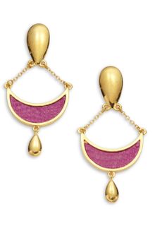 Kara Ross Lizard Skin Cresent Drop Earrings - Lyst