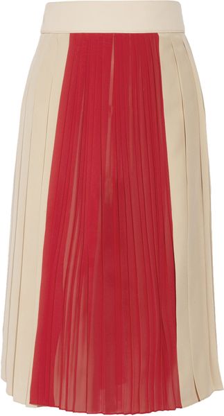 Chloé Pleated Crepe and Silkchiffon Skirt - Lyst