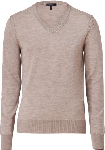 Belstaff Light Pewter Beige Heather Wool Feniton Vneck Pullover - Lyst