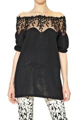 Blumarine Lace Macramè On Cotton Knit Top