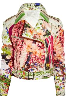 Mary Katrantzou Printed Silkfaille Biker Jacket - Lyst