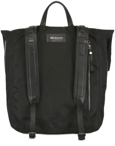 Neil Barrett Waxed Cotton Horse Leather Backpack in Black for Men | Lyst