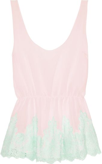 Rosamosario Caramella Lace and Silk Georgette Camisole - Lyst