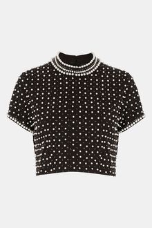 Topshop Embellished Crop Top - Lyst
