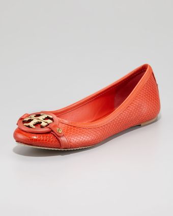 Tory Burch Aaden Snakeprint Ballet Flat Orange - Lyst