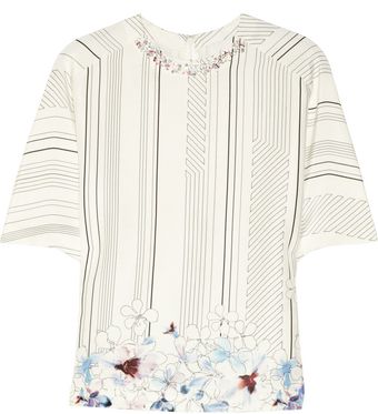 3.1 Phillip Lim Embellished Printed Silk and Cotton Blend Top - Lyst