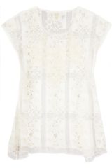 Anna Sui Appliquéd Lace and Mesh Top