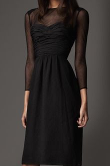 Burberry Pleated Silk Chiffon Dress - Lyst