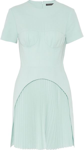 Christopher Kane Corseted Pleated Wool Crepe Dress - Lyst
