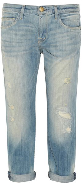 Current/Elliott The Boyfriend Cropped Distressed Jeans - Lyst