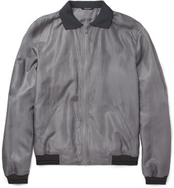 Dolce & Gabbana Lightweight Silk Blend Bomber Jacket - Lyst