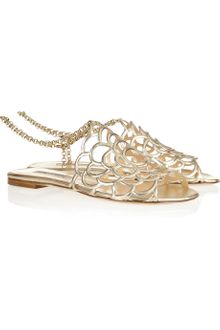 Oscar de la Renta Cut-out Leather Sandals - Lyst