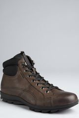 Prada Prada Sport Graphite Leather Laceup Boots