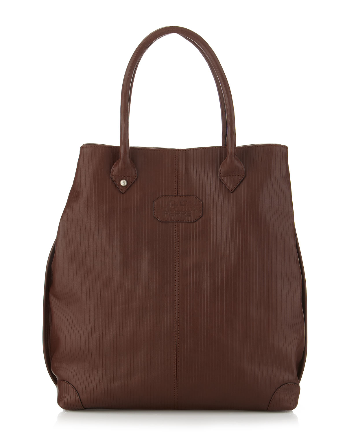 Gianfranco Ferré Large Lined Leather Tote Bag in Brown | Lyst