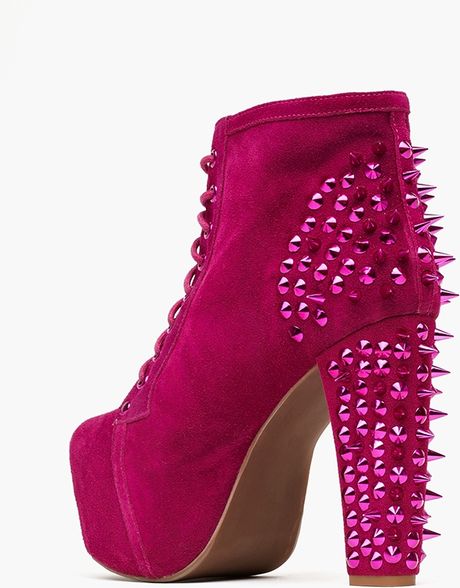 pink spiked platform boots