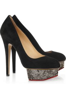 Charlotte Olympia The Dolly Swarovski Crystal Embellished Suede Platform Pumps - Lyst