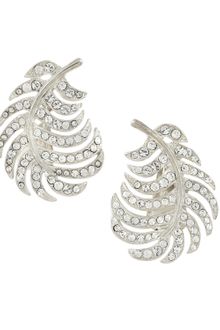 Kenneth Jay Lane Rhinestone Feather Clipon Earrings - Lyst