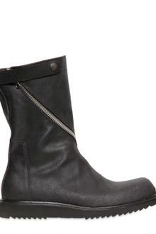 Rick Owens Twisted Zip Crust Leather Boots - Lyst