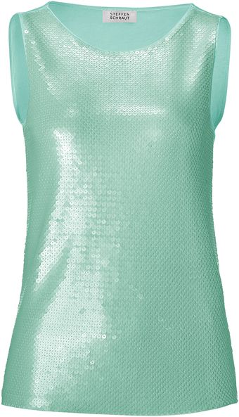 Steffen Schraut Water Mint Sequined Front Jackies Top - Lyst