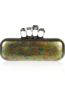 Alexander McQueen Knuckle Swarovski Crystal and Leather Box Clutch - Lyst